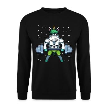 muscle licorne licorne licorne licorne cadeau - Sweat-shirt Unisexe - noir - Devant - Alina (178cm) & Michal (187cm)