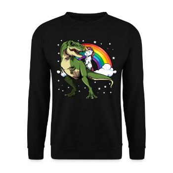 Unicorn T-Rex Rainbow Stars Mythical Animal Gift - Unisex Sweatshirt - black - Front - Alina (178cm) & Michal (187cm)