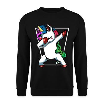 Dabbing Dab Unicorn Cute Mythical Creature Gift - Unisex Sweatshirt - black - Front - Alina (178cm) & Michal (187cm)