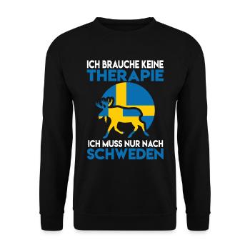 Ich brauche keine Therapie Ich muss nach Schweden - Unisex Pullover - Schwarz - Vorne - Alina (178cm) & Michal (187cm)