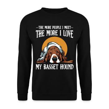 Basset Hound - Sweat-shirt Unisexe - noir - Devant - Alina (178cm) & Michal (187cm)