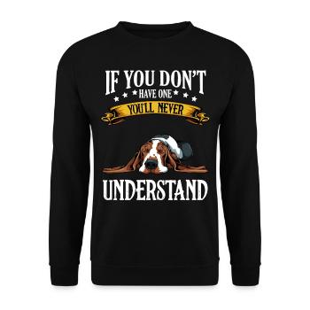 Basset Hound - Sweat-shirt Unisexe - noir - Devant - Alina (178cm) & Michal (187cm)