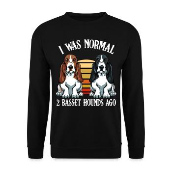 Basset Hound - Sweat-shirt Unisexe - noir - Devant - Alina (178cm) & Michal (187cm)