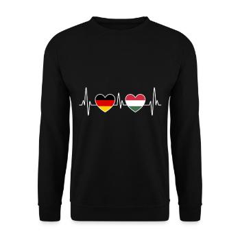 Ungarn Deutschland Herzschlag EKG - Reise - Unisex Pullover - Schwarz - Vorne - Alina (178cm) & Michal (187cm)