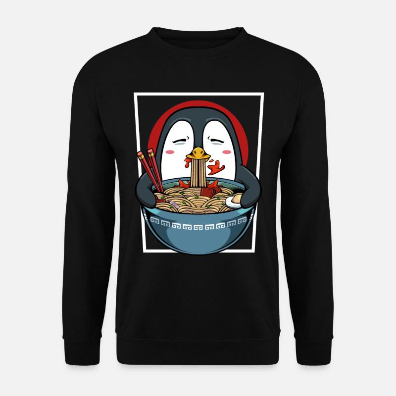 Niedlicher Kawaii Ramen Pinguin Geschenkidee - Unisex Pullover - Schwarz