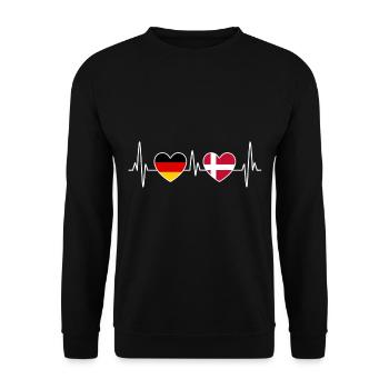 Dänemark Deutschland Herzschlag EKG - Reise - Unisex Pullover - Schwarz - Vorne - Alina (178cm) & Michal (187cm)