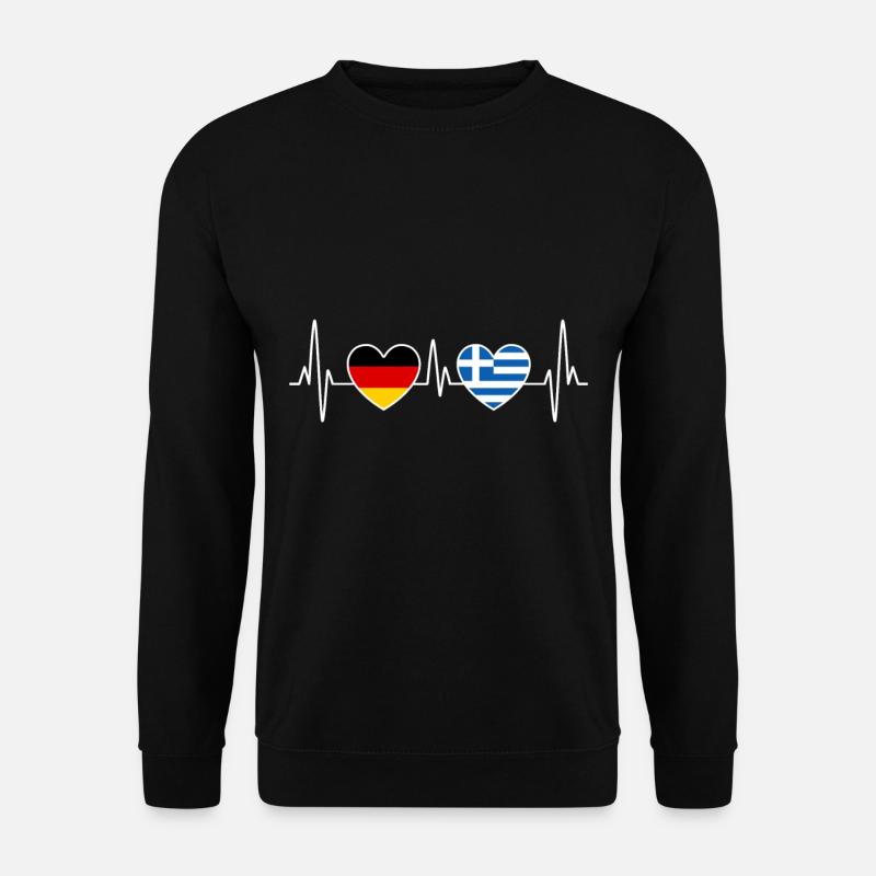 Griechenland Deutschland Herzschlag EKG - Reise - Unisex Pullover - Schwarz