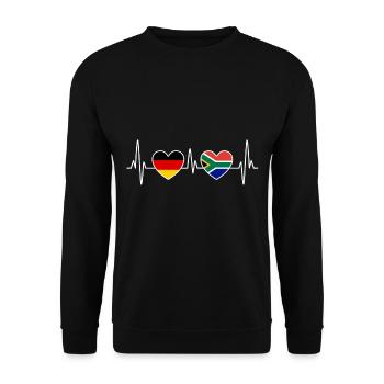Afrique du Sud Allemagne Herzschlag EKG - voyage - Sweat-shirt Unisexe - noir - Devant - Alina (178cm) & Michal (187cm)