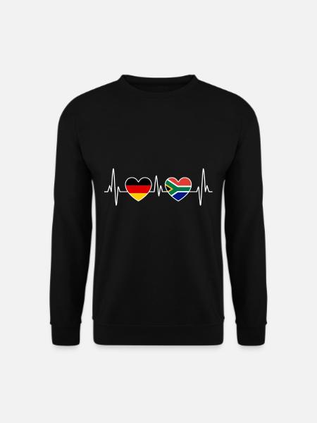 Südafrika Deutschland Herzschlag EKG - Reise - Unisex Pullover - Schwarz
