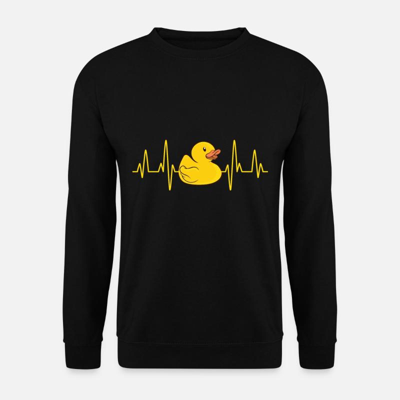 Badeente Gummiente Quietscheente Herzschlag - Unisex Pullover - Schwarz
