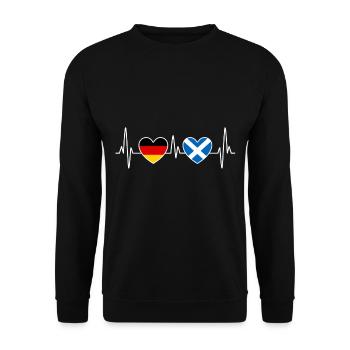 Schottland Deutschland Herzschlag EKG - Reise - Unisex Pullover - Schwarz - Vorne - Alina (178cm) & Michal (187cm)