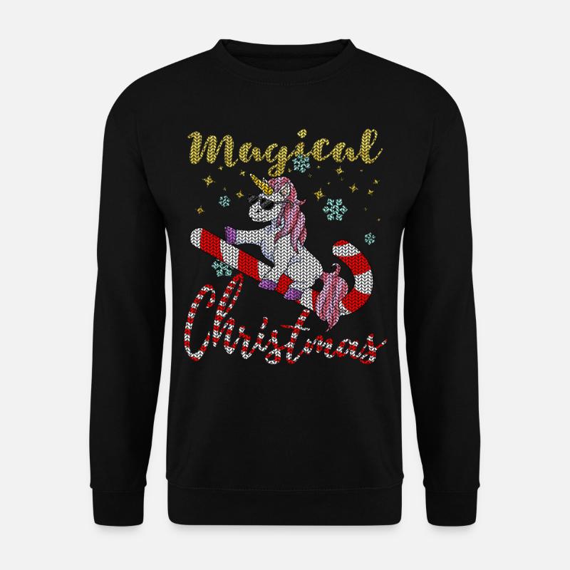 Strickmuster Magisches Weihnachten Einhorn - Unisex Pullover - Schwarz