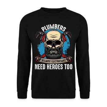 plumber - Unisex Sweatshirt - black - Front - Alina (178cm) & Michal (187cm)