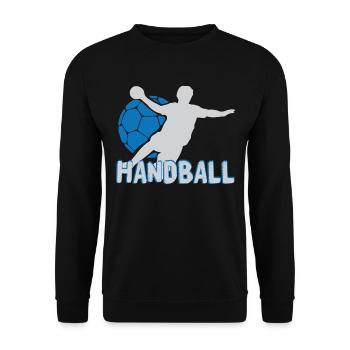 Handball Handballer Sprungwurf Geschenk - Unisex Pullover - Schwarz - Vorne - Alina (178cm) & Michal (187cm)