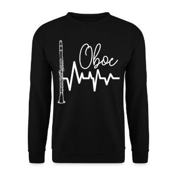 Oboe Heartbeat ECG Cool Oboist Gift - Unisex Sweatshirt - black - Front - Alina (178cm) & Michal (187cm)