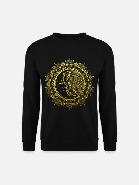 Mond Mandala in Gold buddhistisch indisch - Unisex Pullover - Schwarz