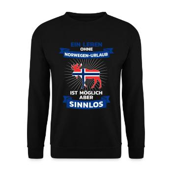 Norwegen Urlaub Skandinavien Spruch - Unisex Pullover - Schwarz - Vorne - Alina (178cm) & Michal (187cm)