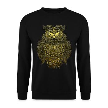 Esoteric mandala owl in gold - Unisex Sweatshirt - black - Front - Alina (178cm) & Michal (187cm)