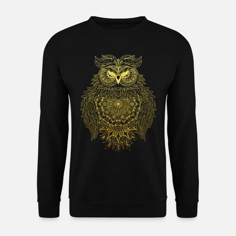 Esoteric mandala owl in gold - Unisex Sweatshirt - black
