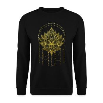 Flower of life mandala om symbol gold ornaments - Unisex Sweatshirt - black - Front - Alina (178cm) & Michal (187cm)