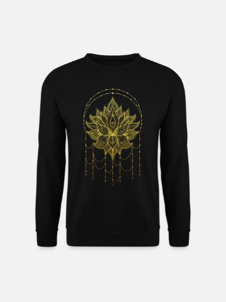 Blume des Lebens Mandala Om Symbol Gold Ornamenten - Unisex Pullover - Schwarz
