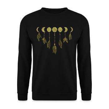 Flower of life moon phases dream catcher with feathers - Unisex Sweatshirt - black - Front - Alina (178cm) & Michal (187cm)