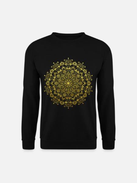 Gold indisches Buddhismus Mandala mit Ornamenten - Unisex Pullover - Schwarz