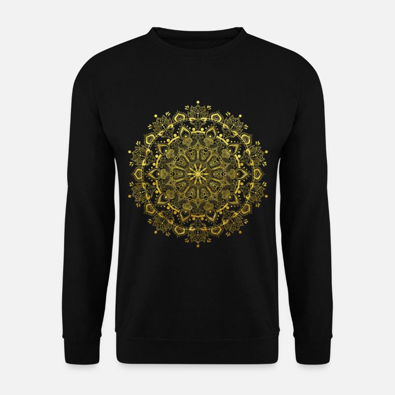 Gold indisches Buddhismus Mandala mit Ornamenten - Unisex Pullover - Schwarz