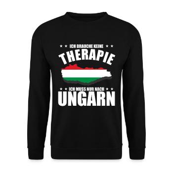 Ich brauche keine Therapie - Ungarn Reise - Unisex Pullover - Schwarz - Vorne - Alina (178cm) & Michal (187cm)