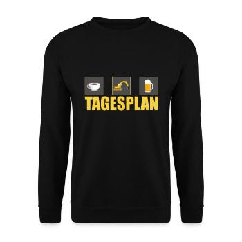 Bagger Baggerfahrer - Tagesplan - Unisex Pullover - Schwarz - Vorne - Alina (178cm) & Michal (187cm)