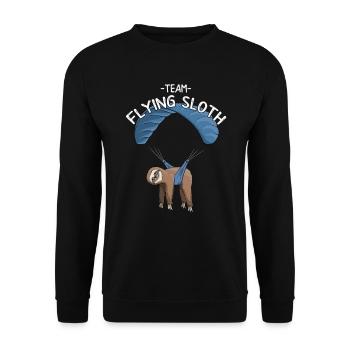 Faultier Team Flying Sloth Paragleiten Gleitschirm - Unisex Pullover - Schwarz - Vorne - Alina (178cm) & Michal (187cm)