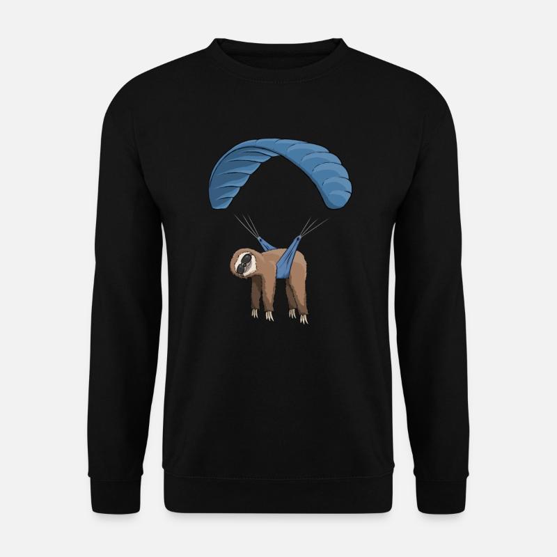 Cooles Faultier beim Gleitschirm Fliegen Skydiving - Unisex Pullover - Schwarz