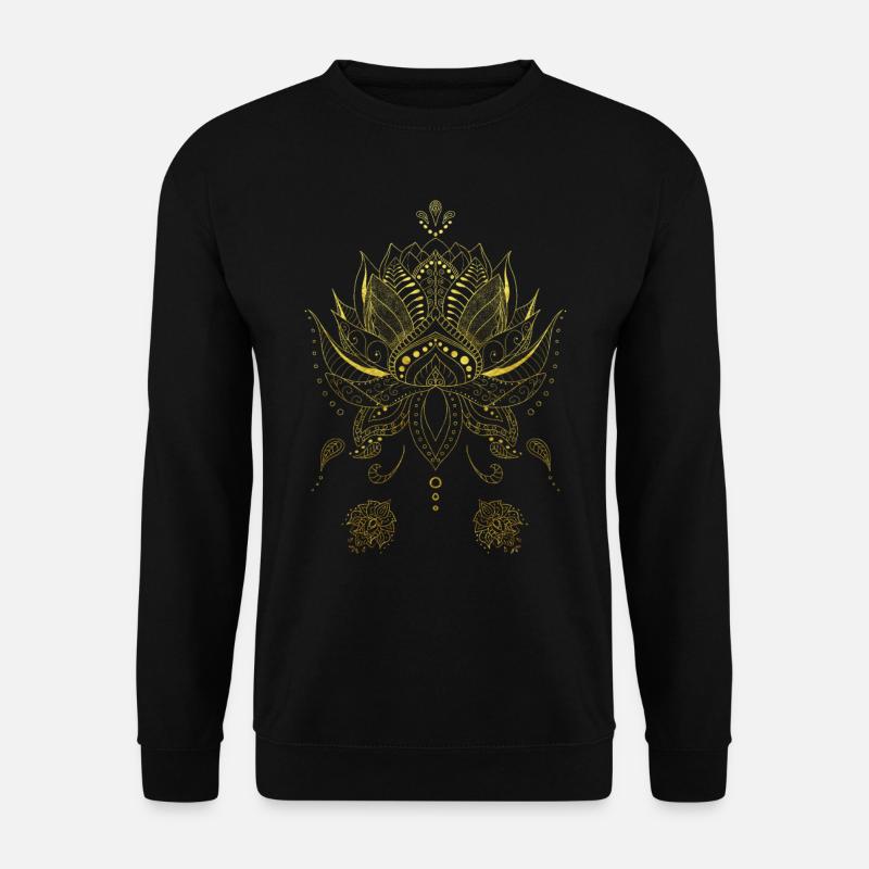 Blumen Mandala Gold indische Ornamente - Unisex Pullover - Schwarz