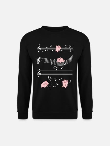 Musik Schweine Musiknoten Süßes Ferkel Geschenk - Unisex Pullover - Schwarz