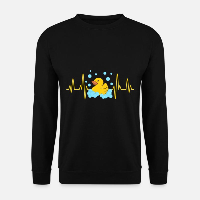 Badeente Gummiente Quietscheente Herzschlag - Unisex Pullover - Schwarz