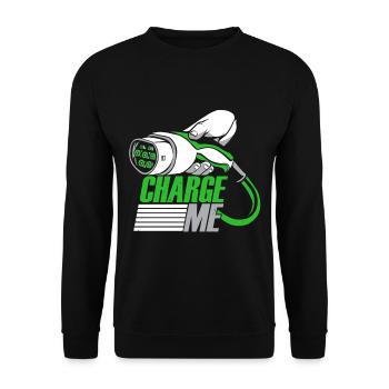 Charge Me Elektroauto E-Auto - Unisex Pullover - Schwarz - Vorne - Alina (178cm) & Michal (187cm)