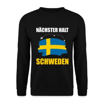 Nächster Halt Schweden Skandinavien Urlaub Reise - Unisex Pullover - Schwarz - Vorne - Alina (178cm) & Michal (187cm)