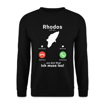 Griechenland Rhodos Anruf Insel Urlaub Reise - Unisex Pullover - Schwarz - Vorne - Alina (178cm) & Michal (187cm)