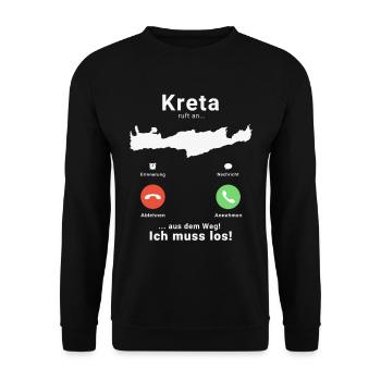 Griechenland Kreta Anruf Insel Urlaub Reise - Unisex Pullover - Schwarz - Vorne - Alina (178cm) & Michal (187cm)