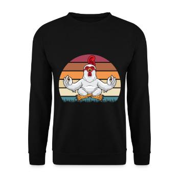 Yoga Huhn - Unisex Pullover - Schwarz - Vorne - Alina (178cm) & Michal (187cm)
