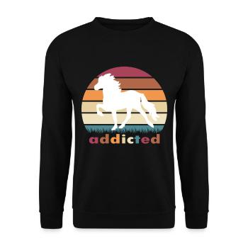 addicted Islandpferd - Unisex Pullover - Schwarz - Vorne - Alina (178cm) & Michal (187cm)