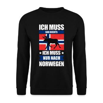 Ich Muss Gar Nichts - Ich Muss Nur Nach Norwegen - Unisex Pullover - Schwarz - Vorne - Alina (178cm) & Michal (187cm)