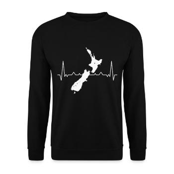 Neuseeland Herzschlag New Zealand Reise Urlaub - Unisex Pullover - Schwarz - Vorne - Alina (178cm) & Michal (187cm)