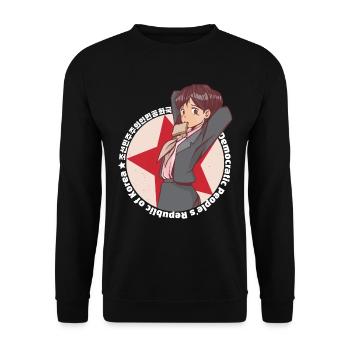 North Korea Kim Yo Jong Anime Waifu - Unisex Sweatshirt - black - Front - Alina (178cm) & Michal (187cm)