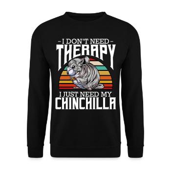 Chinchilla - I Don't Need Therapy - Retro Style - Unisex Pullover - Schwarz - Vorne - Alina (178cm) & Michal (187cm)