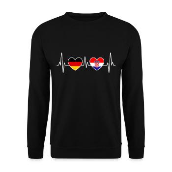 Croatia Germany Heartbeat ECG - Travel - Unisex Sweatshirt - black - Front - Alina (178cm) & Michal (187cm)