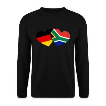 Südafrika Deutschland Herz Reise Urlaub - Unisex Pullover - Schwarz - Vorne - Alina (178cm) & Michal (187cm)