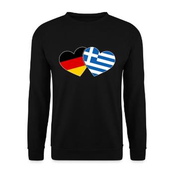 Greece and Germany heart Crete vacation - Unisex Sweatshirt - black - Front - Alina (178cm) & Michal (187cm)