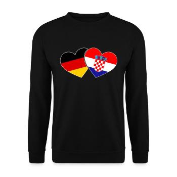 Croatia Germany Heart Flag Holiday Trip - Unisex Sweatshirt - black - Front - Alina (178cm) & Michal (187cm)