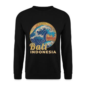 Indonesien Bali Urlaub Reise Geschenk - Unisex Pullover - Schwarz - Vorne - Alina (178cm) & Michal (187cm)